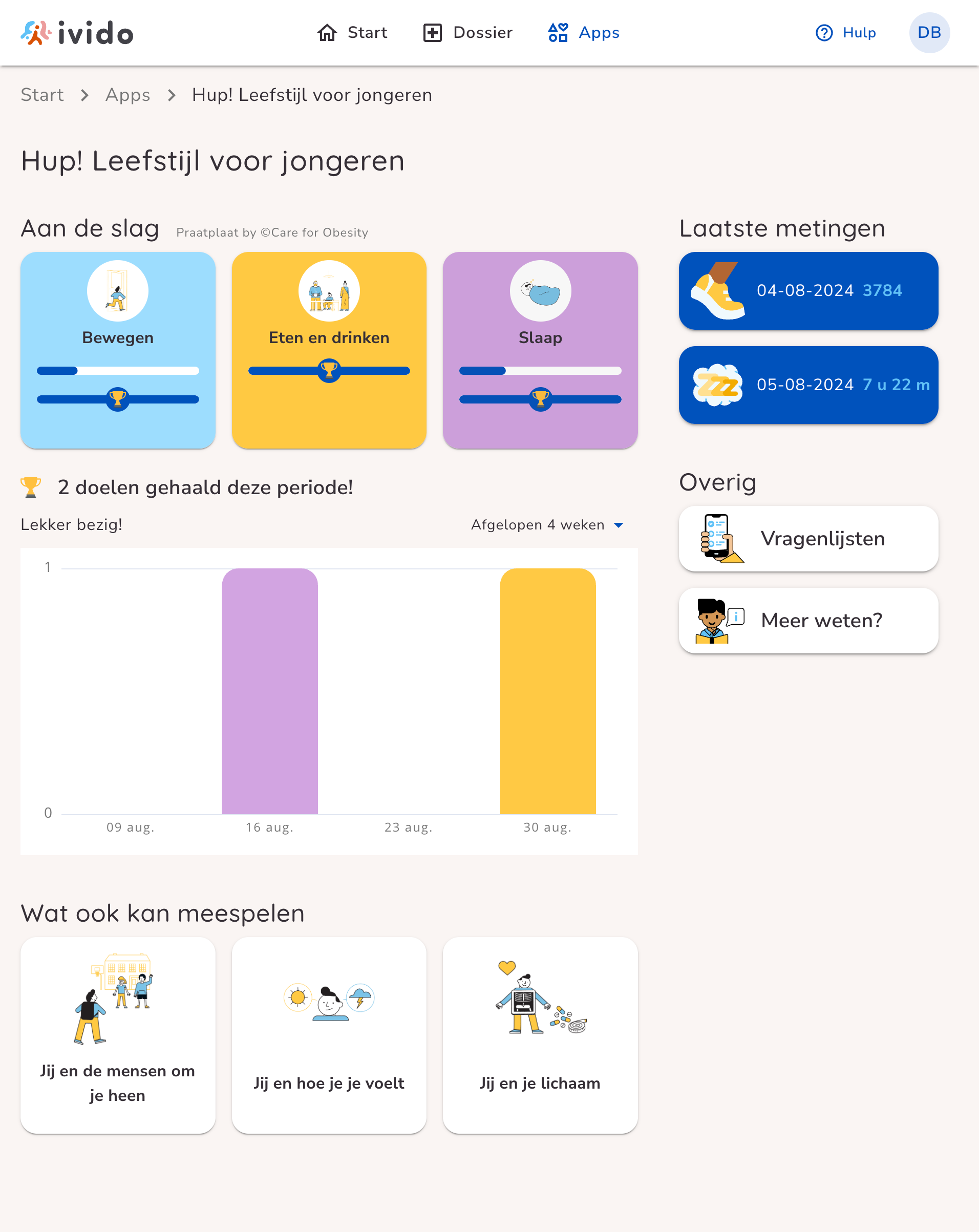 Hup! Leefstijl-app op een telefoon